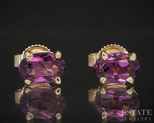 14k Yellow Gold Oval Natural .80ctw Pink Tourmaline Stud Earrings i19584