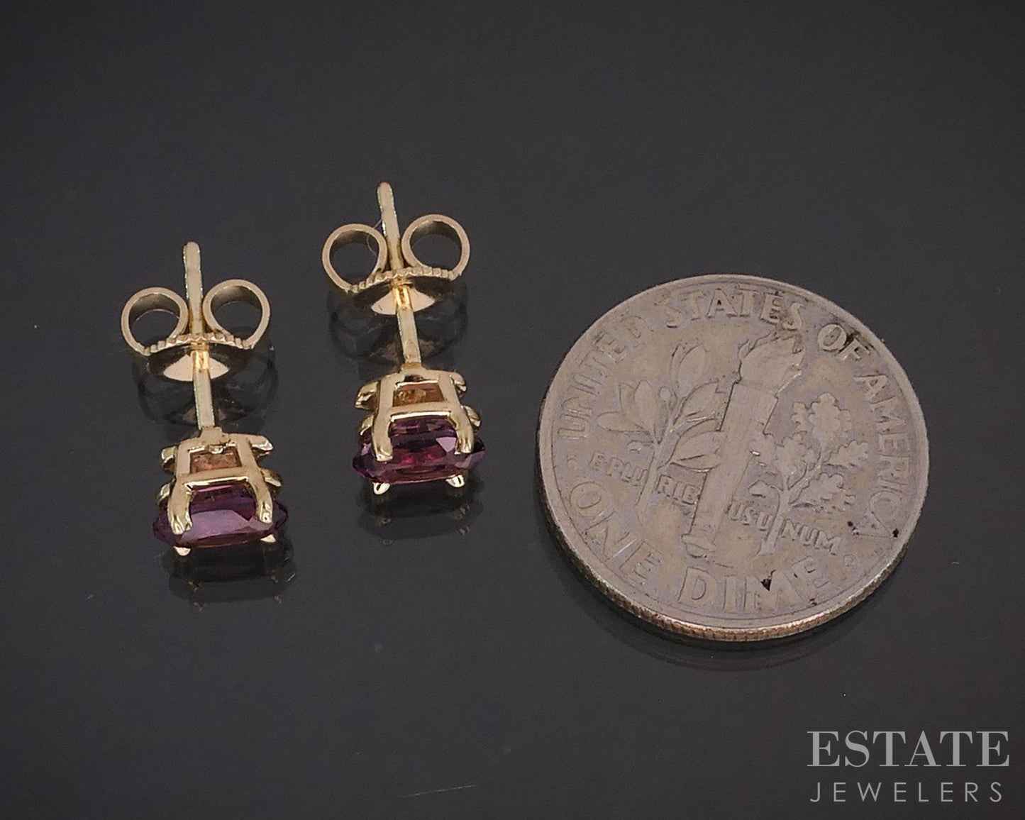 14k Yellow Gold Oval Natural .80ctw Pink Tourmaline Stud Earrings i19584