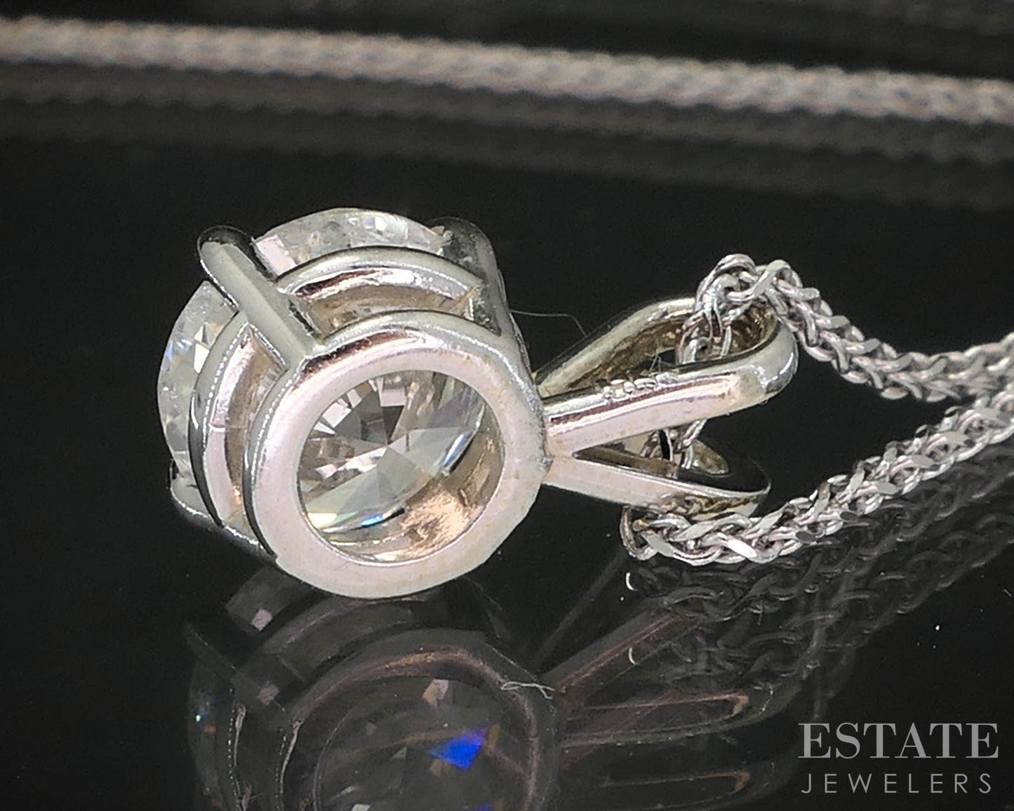 14k White Gold Round Natural 1.02ct Diamond Solitaire Necklace 3g 18"L i19585