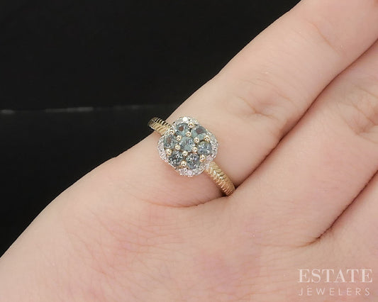 10k Yellow Gold Natural Green Tourmaline & Diamond Ladies Ring 2.4g i19632