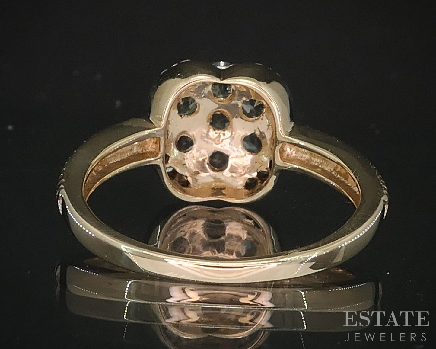 10k Yellow Gold Natural Green Tourmaline & Diamond Ladies Ring 2.4g i19632
