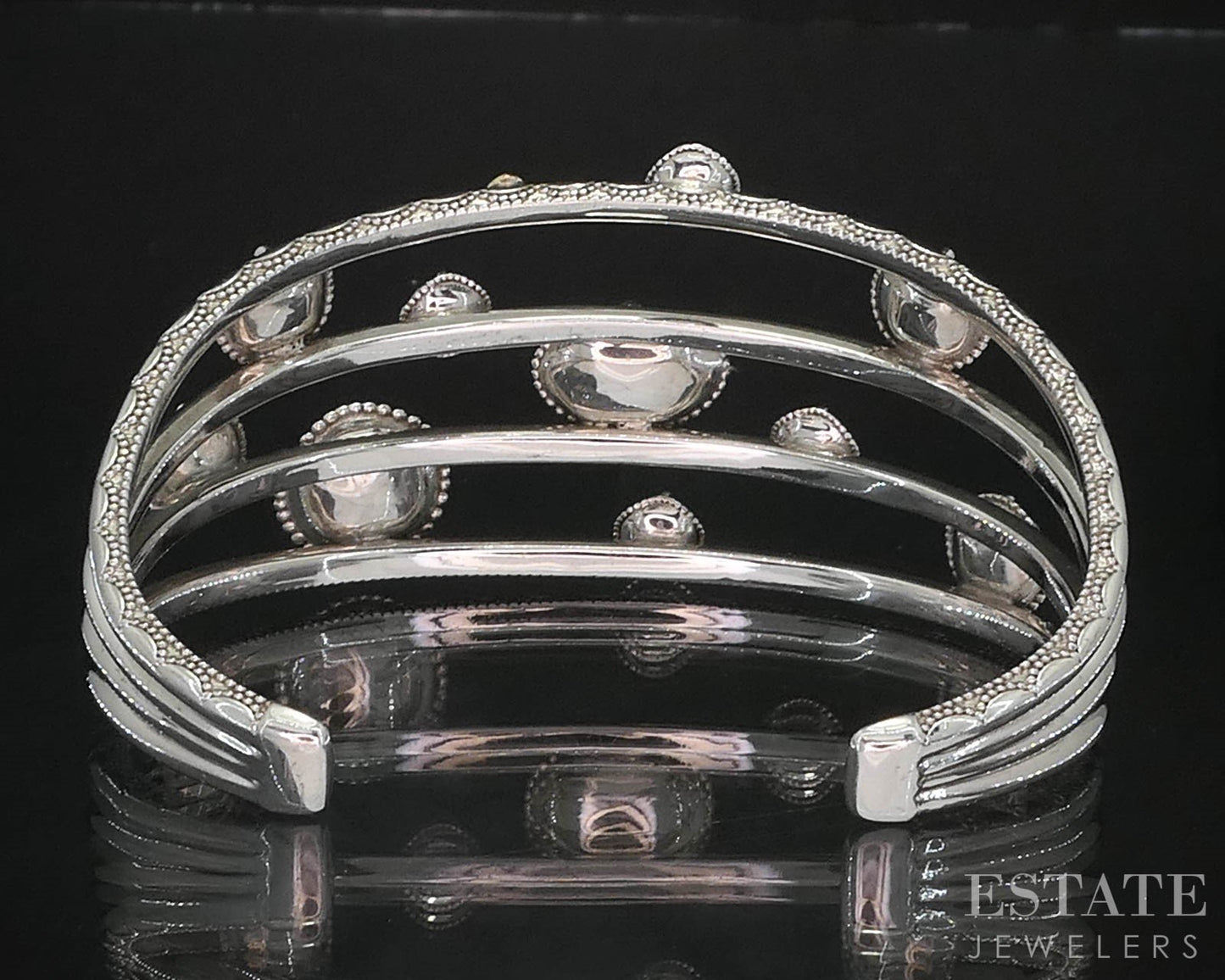 18K & Sterling Tacori Island Rains Multi Gem Four Row Cuff Bracelet 41g i19631