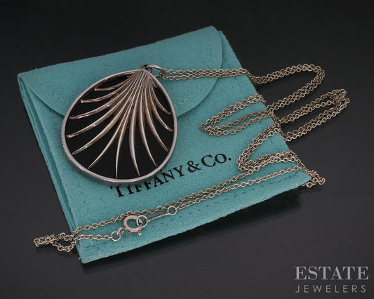 Sterling Tiffany & Co. Paloma Picasso Villa Palm Onyx Necklace 15g 30"L i19630