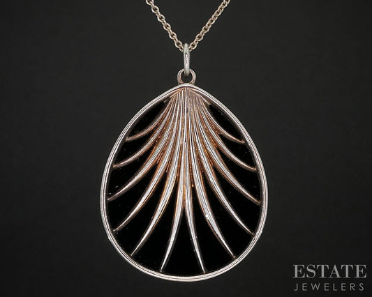 Sterling Tiffany & Co. Paloma Picasso Villa Palm Onyx Necklace 15g 30"L i19630