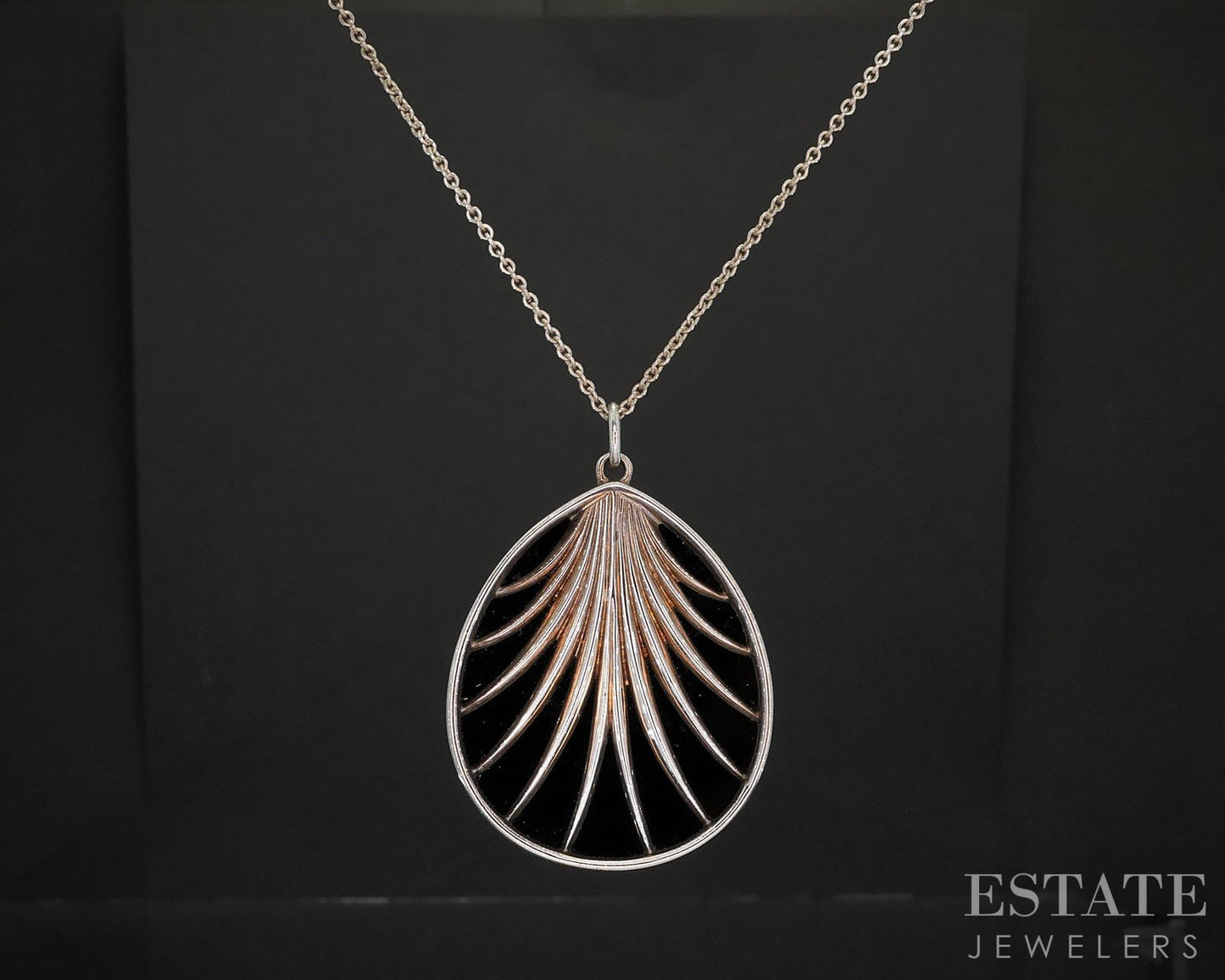 Sterling Tiffany & Co. Paloma Picasso Villa Palm Onyx Necklace 15g 30"L i19630