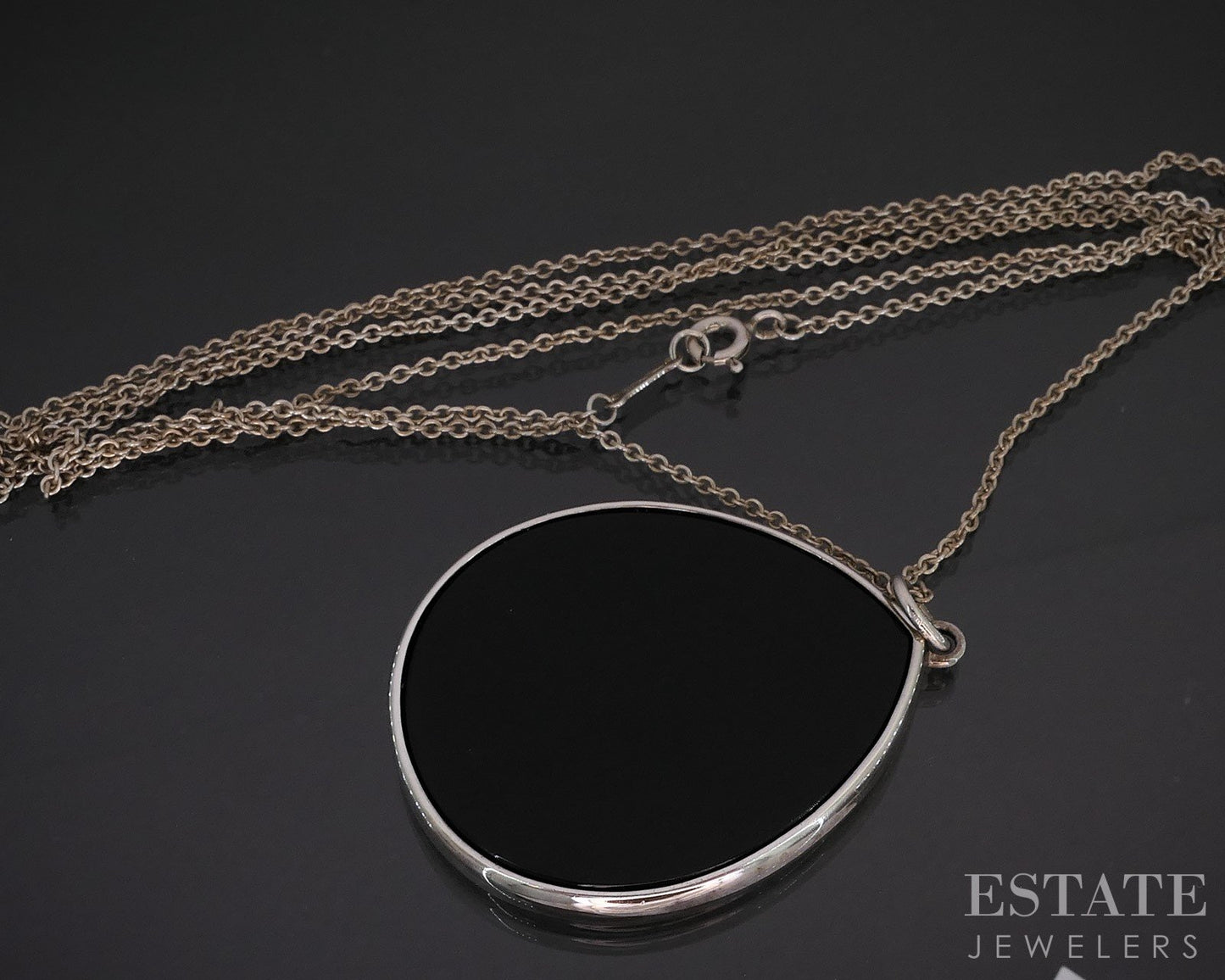 Sterling Tiffany & Co. Paloma Picasso Villa Palm Onyx Necklace 15g 30"L i19630