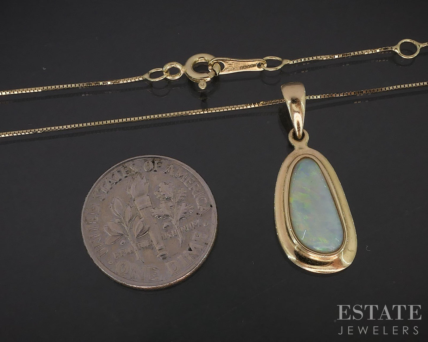 14k/10k Yellow Gold Natural Opal Freeform Ladies Necklace 2.2g 18"L i19628