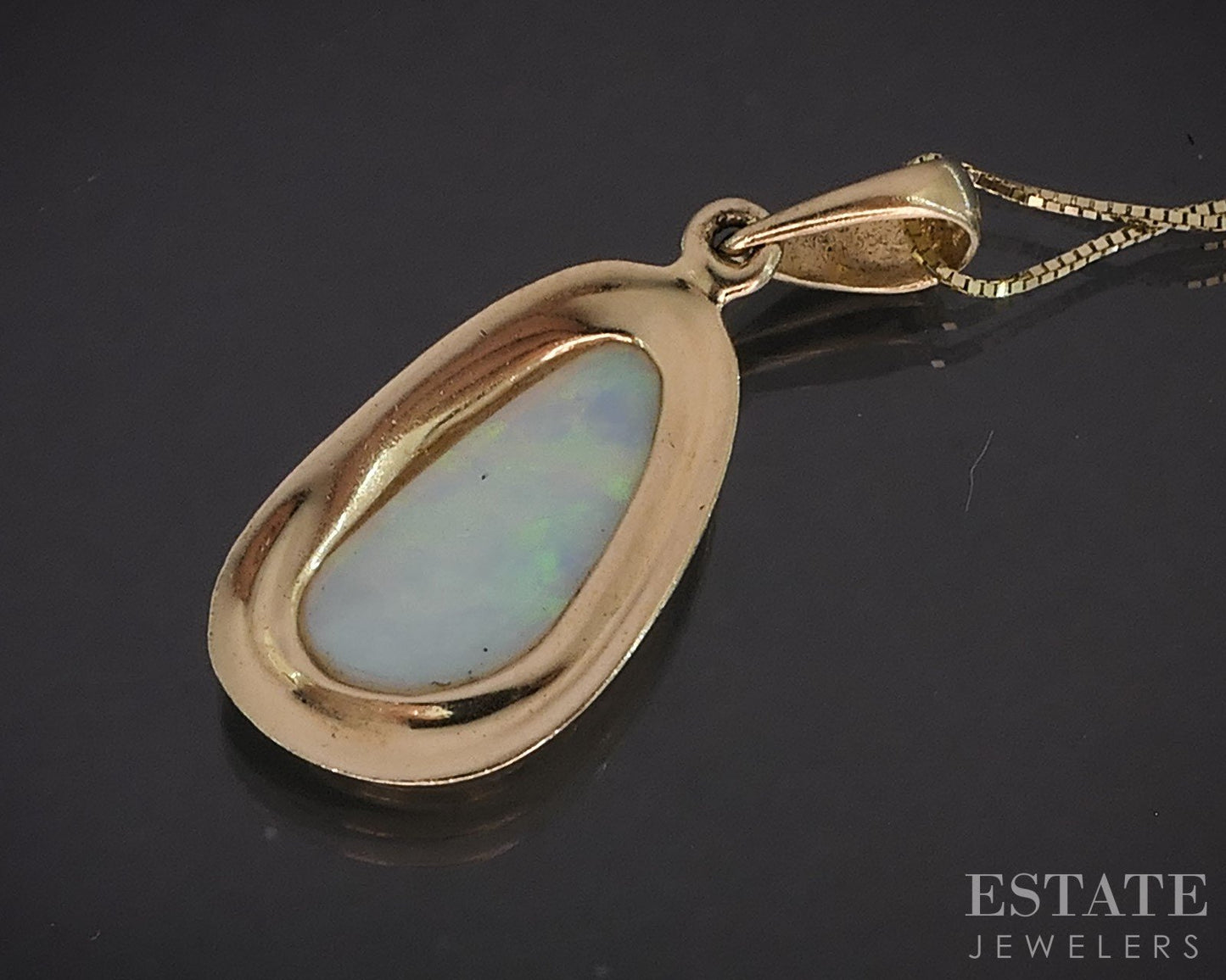14k/10k Yellow Gold Natural Opal Freeform Ladies Necklace 2.2g 18"L i19628