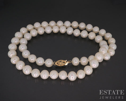 14k Yellow Gold 8.1mm Freshwater Pearl Ladies Necklace 17.5"L i19669b