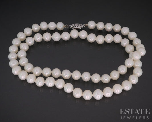 14k White Gold 6.7mm Freshwater Pearl Ladies Necklace 18"L i19668b