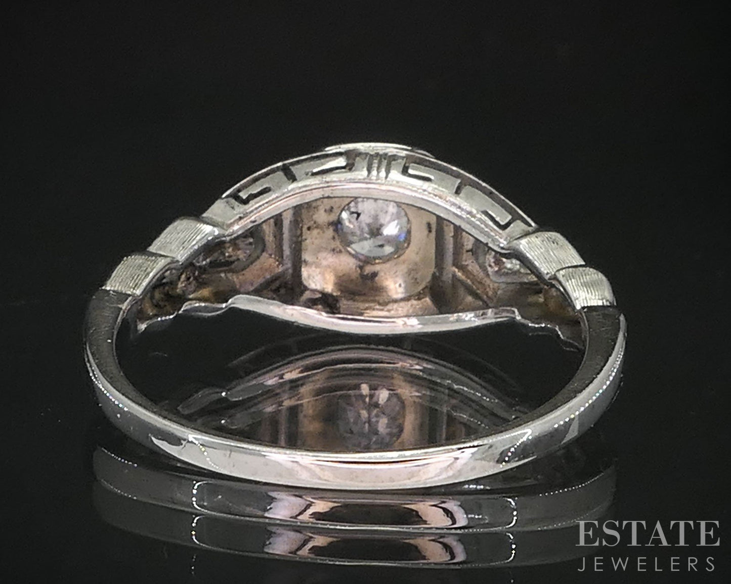 Antique 18k White Gold Natural .13ct Diamond Filigree Solitaire Ring i19648b