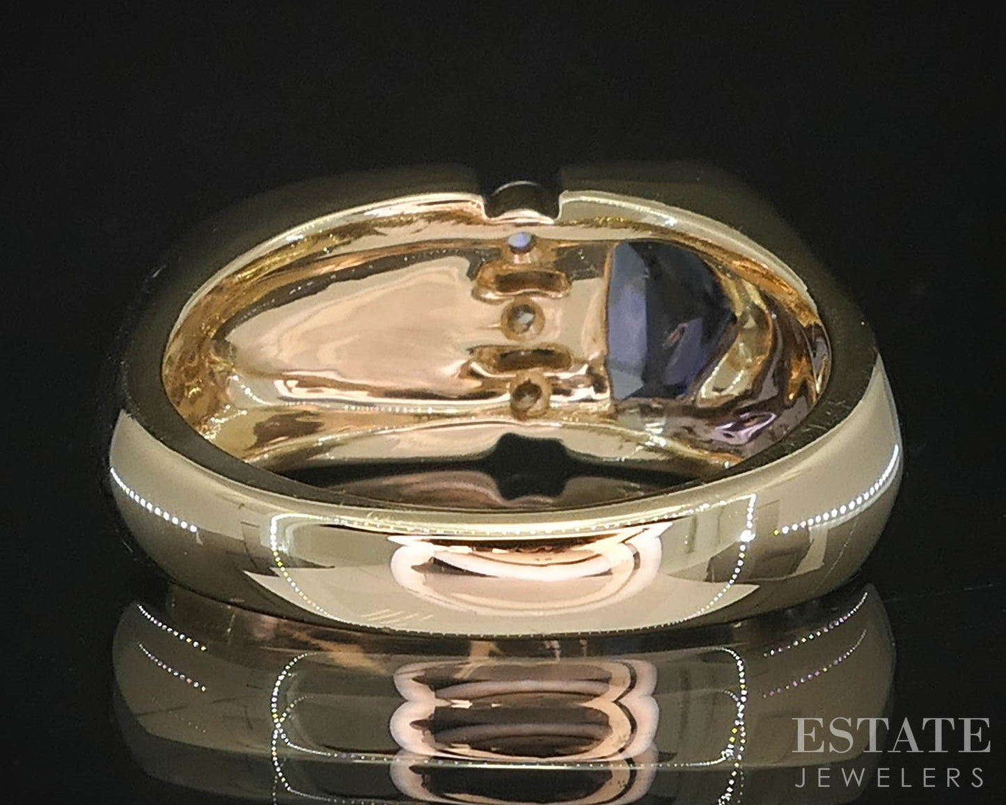 14k Yellow Gold Kabana Natural Tanzanite Opal & Diamond Ring 9.1g i19647b