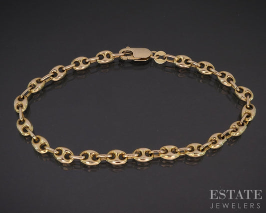 14k Yellow Gold 4.5mm Puffy Anchor Chain Link Ladies Bracelet 5g 7"L i19650b