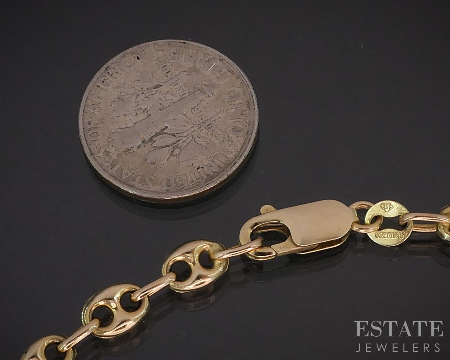 14k Yellow Gold 4.5mm Puffy Anchor Chain Link Ladies Bracelet 5g 7"L i19650b