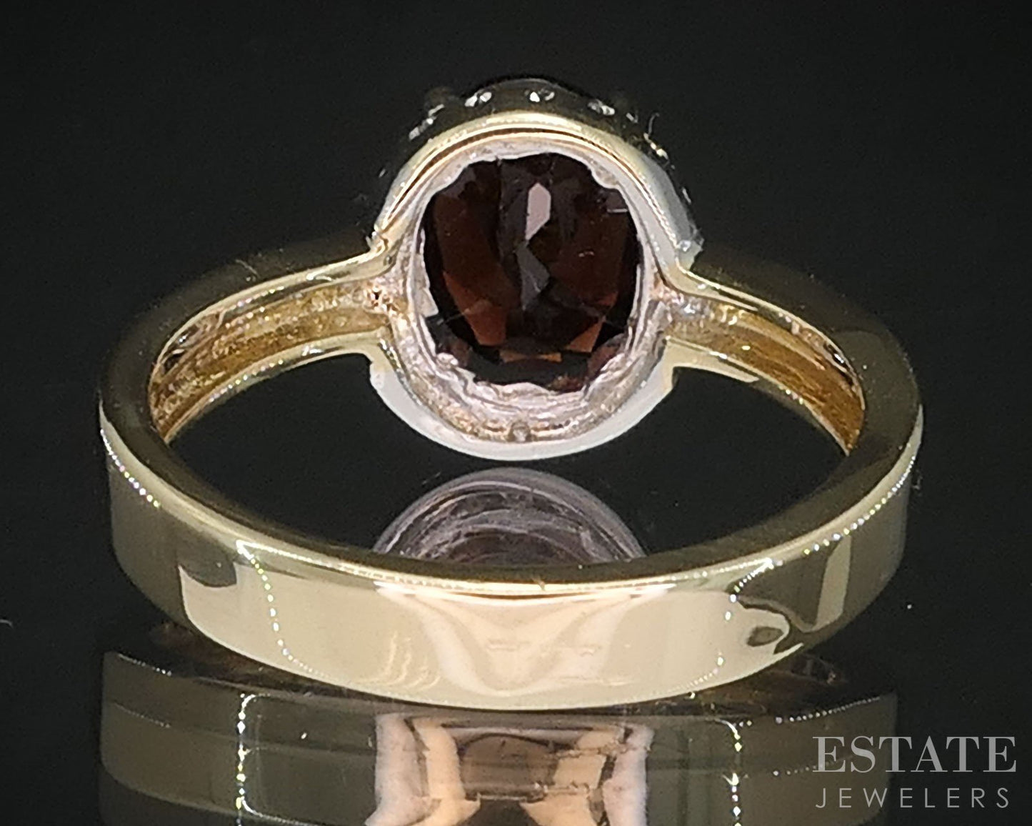 14k Yellow Gold Oval Natural Garnet & Diamond Ladies Halo Ring 3.6g i19656b