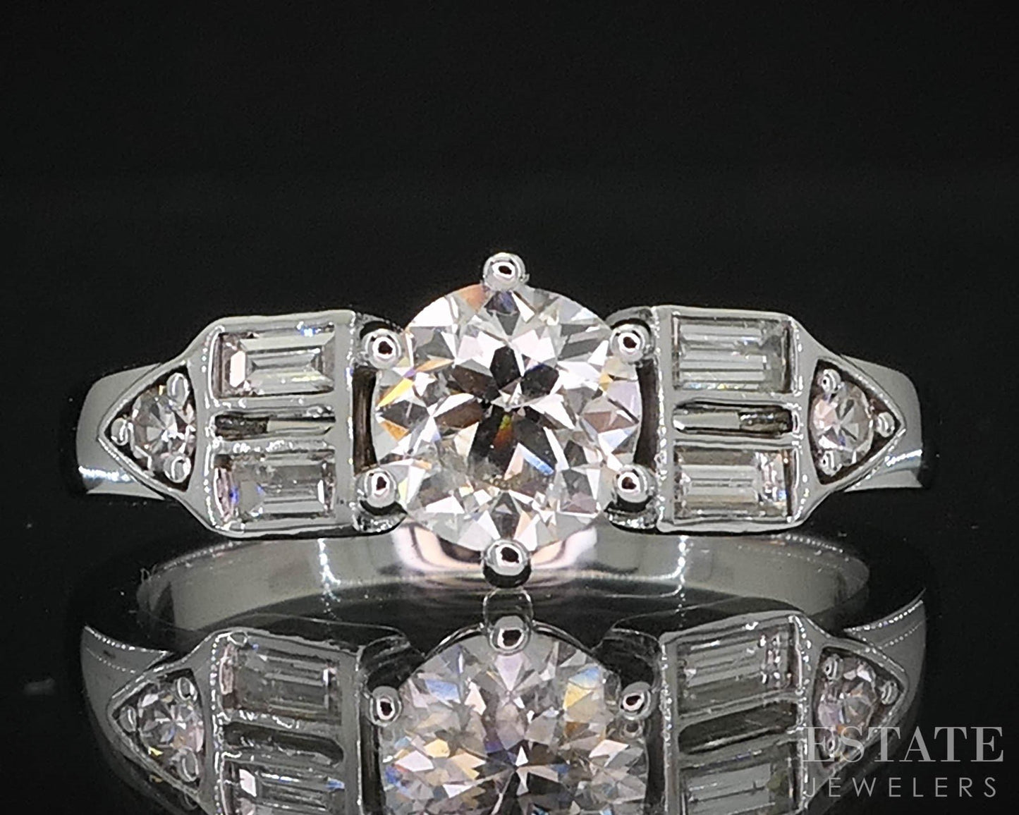 Custom 14k White Gold OEC Natural .65ct Diamond Engagement Ring 3.6g i19666