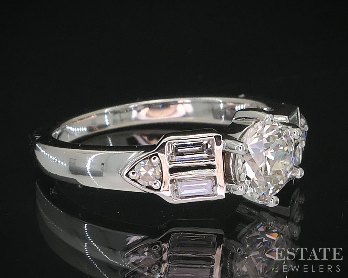 Custom 14k White Gold OEC Natural .65ct Diamond Engagement Ring 3.6g i19666