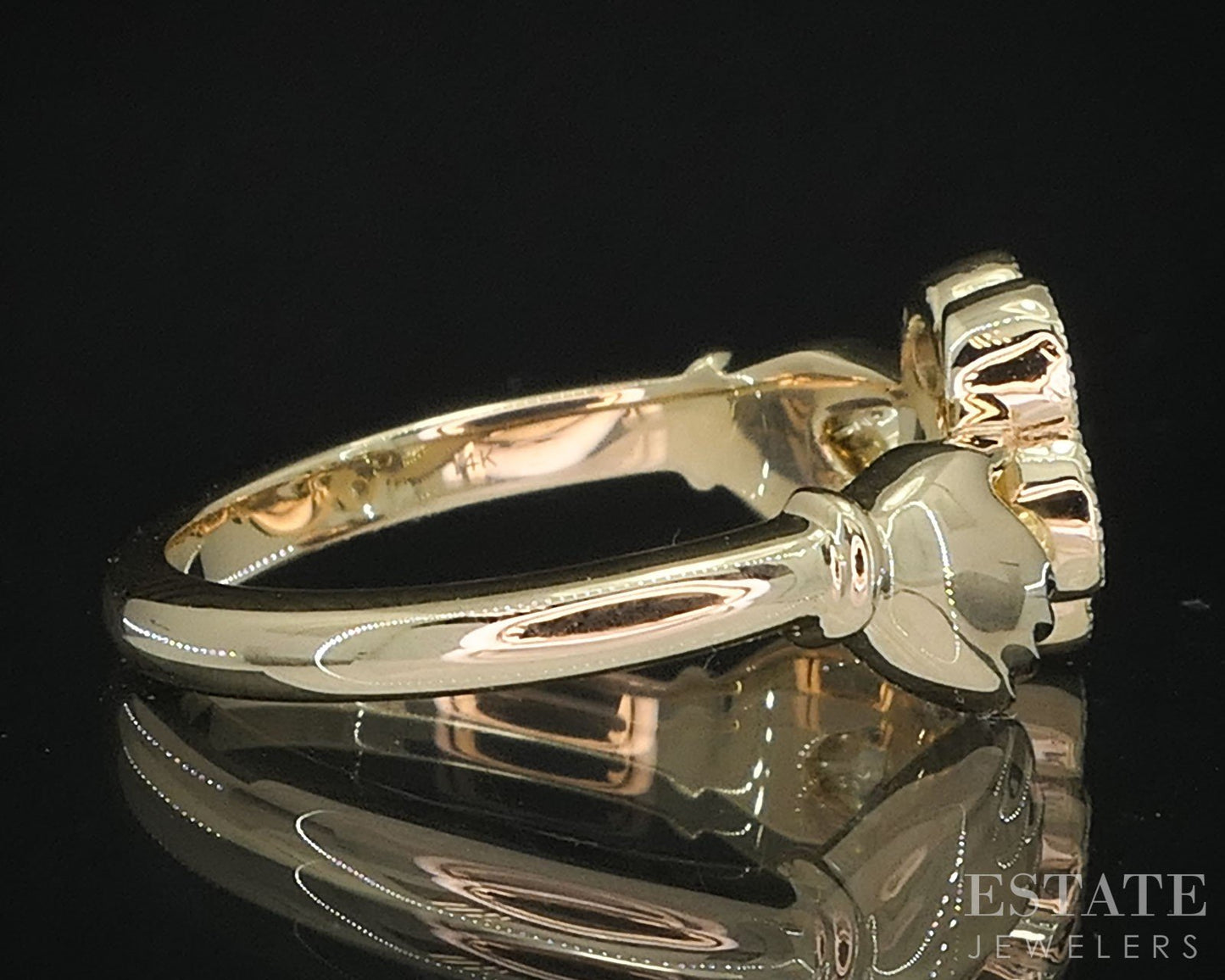 14k Yellow Gold OEC Natural Diamond Gimmel Claddagh Cluster Ring 4g i19665