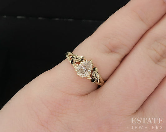 Custom 14k Yellow Gold Pear Natural .67ct Diamond Bird Solitaire Ring i19660