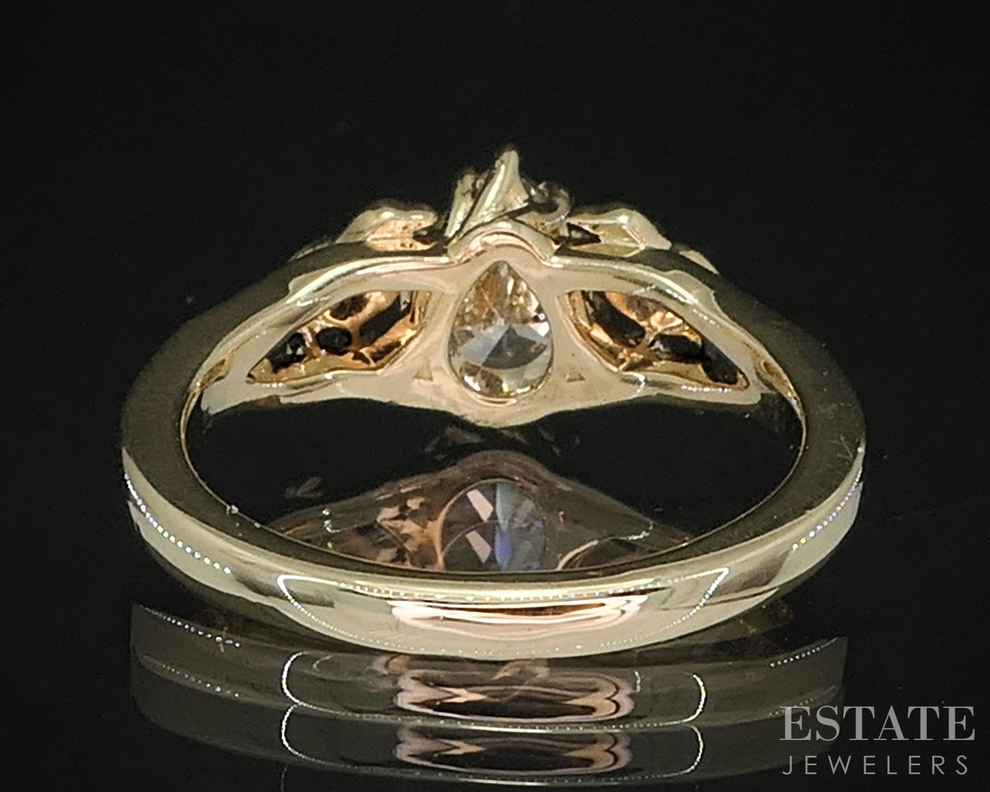 Custom 14k Yellow Gold Pear Natural .67ct Diamond Bird Solitaire Ring i19660