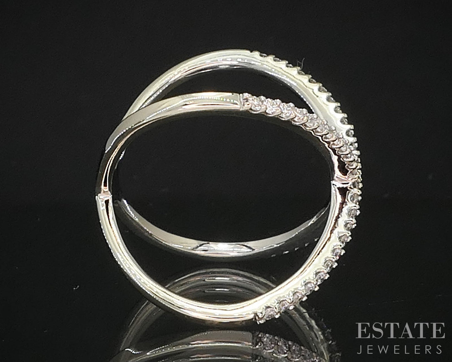 14k White Gold Natural .24ctw Diamond Ladies X-Band Ring 3.6g i19689b
