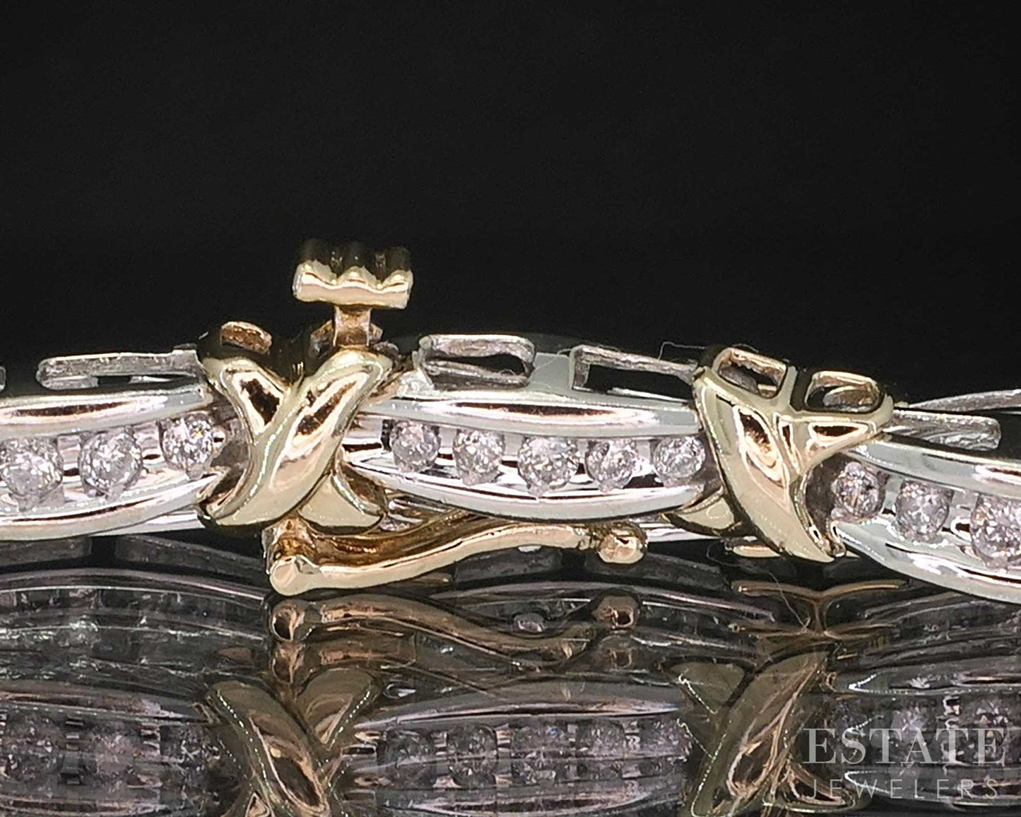 10k Two Tone Gold Natural .70ctw Diamond Tennis Bracelet 11.2g 7.25"L i19690b