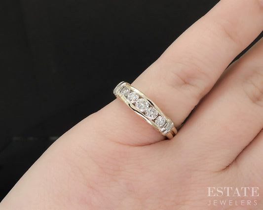 14k Yellow Gold Round Natural .40ctw Diamond Ladies Wedding Band 5.2g i19693b