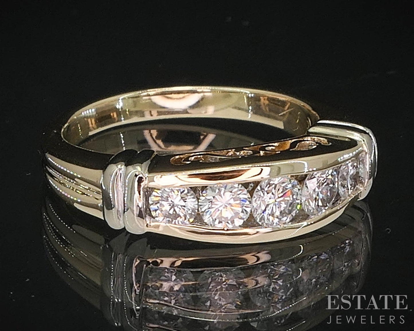 14k Yellow Gold Round Natural .40ctw Diamond Ladies Wedding Band 5.2g i19693b