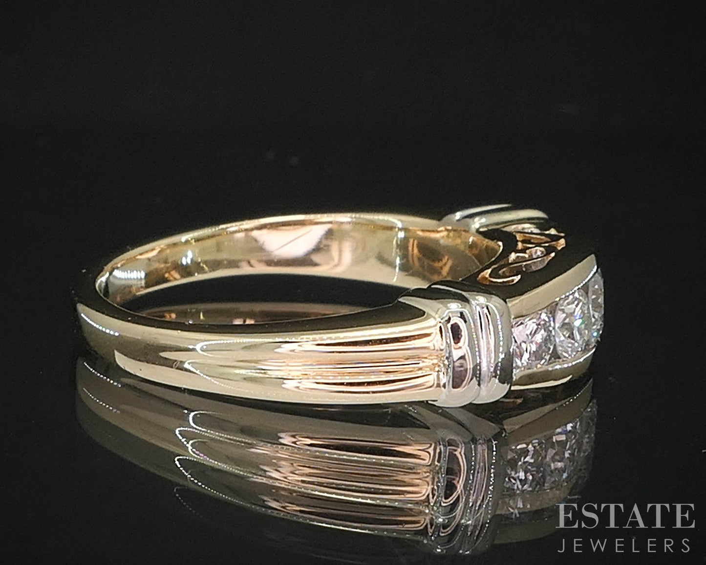 14k Yellow Gold Round Natural .40ctw Diamond Ladies Wedding Band 5.2g i19693b