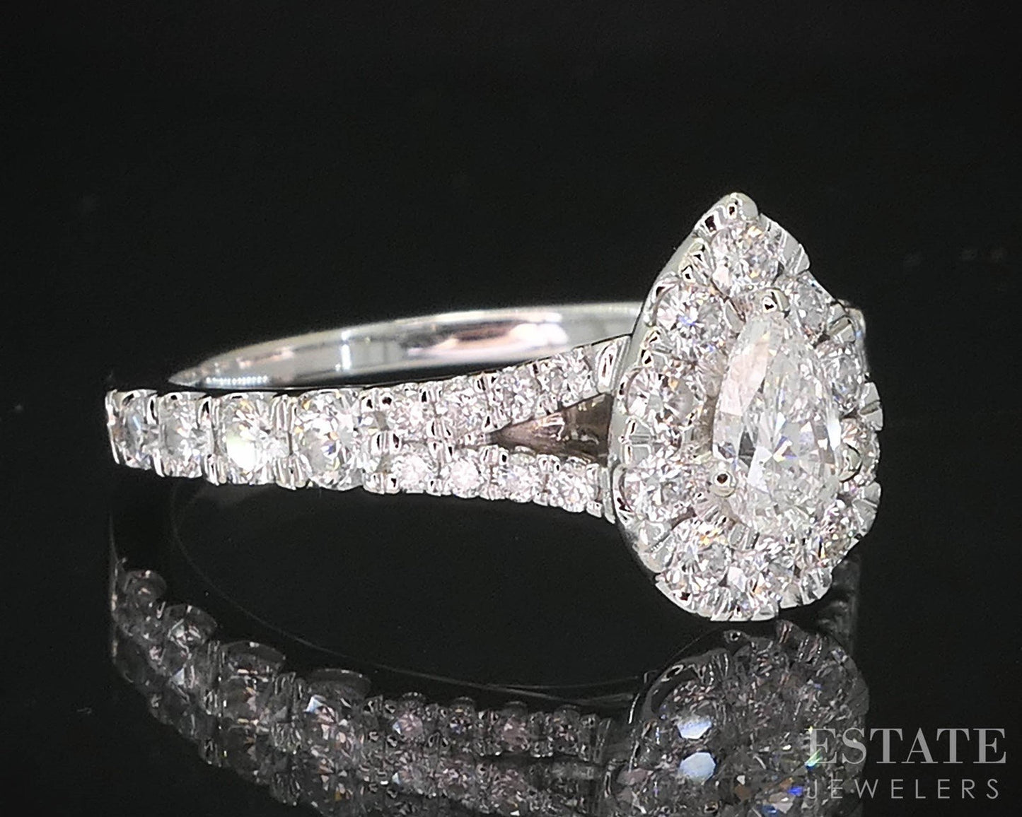 14k White Gold GSI Pear Lab Created 1ctw Diamond Engagement Ring 3.5g i19688b