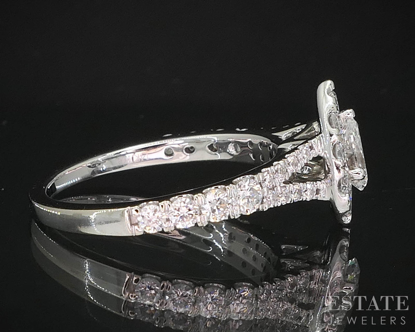 14k White Gold GSI Pear Lab Created 1ctw Diamond Engagement Ring 3.5g i19688b