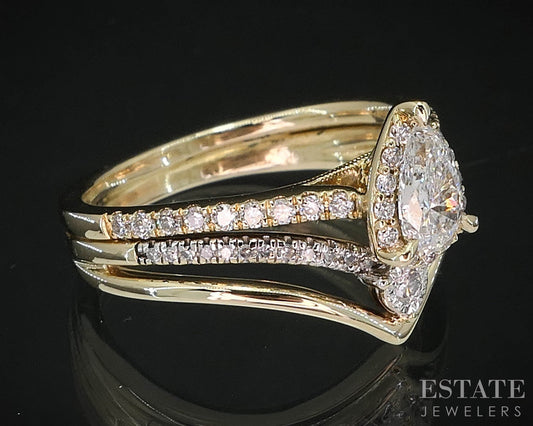 10k/14k Yellow Gold Pear Lab Created .75ctw Diamond Wedding Set 4.9g i19700b