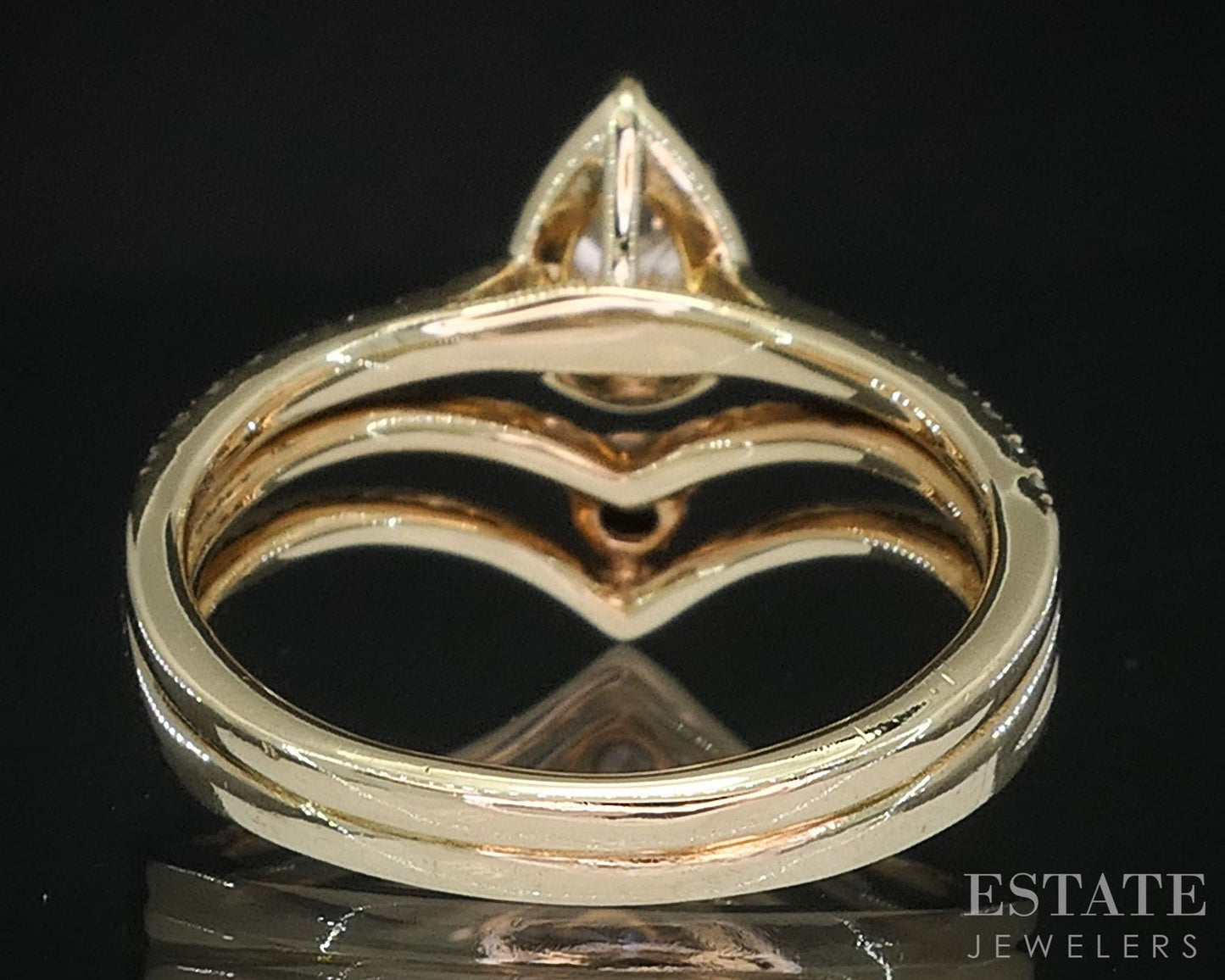 10k/14k Yellow Gold Pear Lab Created .75ctw Diamond Wedding Set 4.9g i19700b