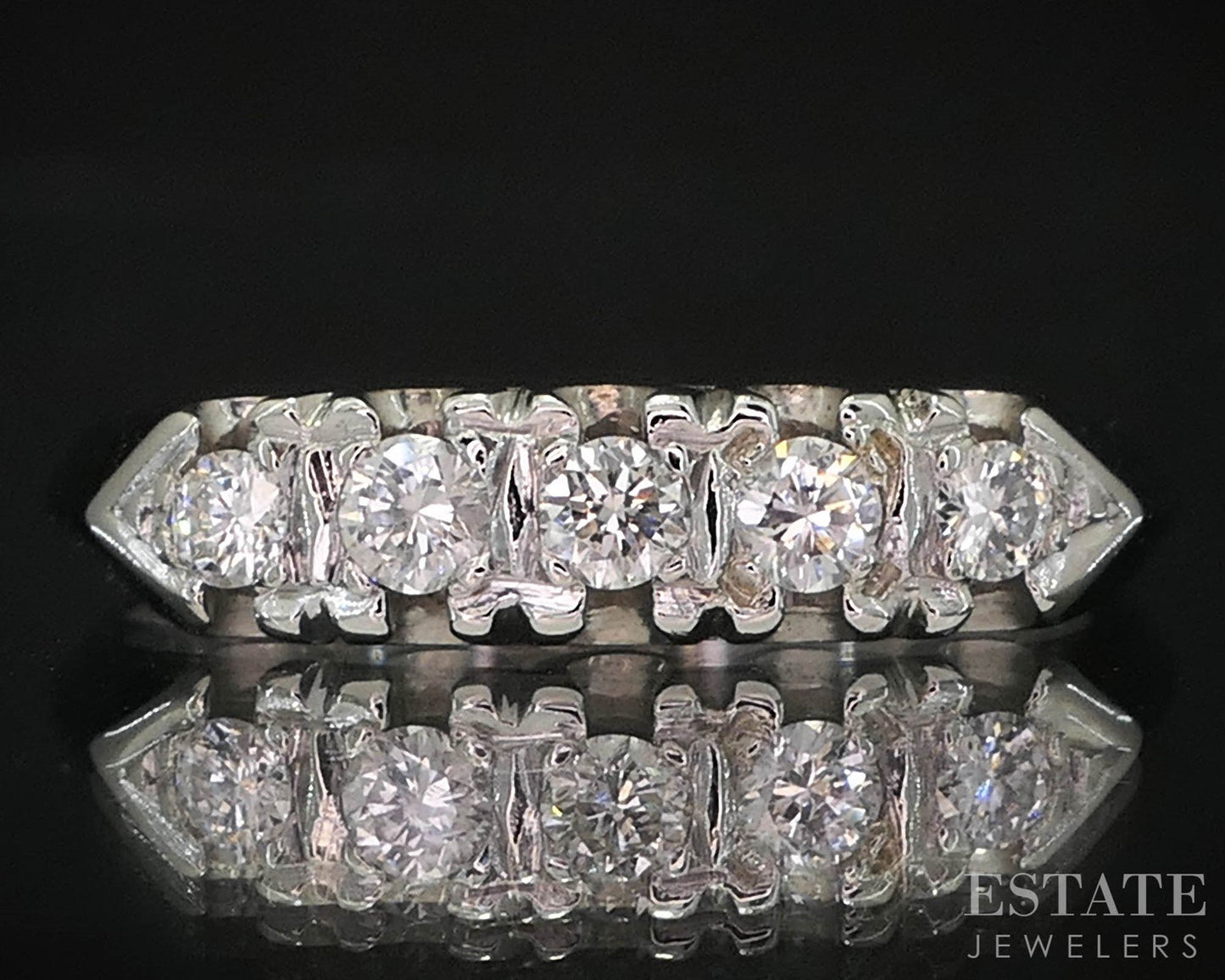 Vintage 14k White Gold Natural .20ctw Diamond Ladies Wedding Band 2.7g i19694b