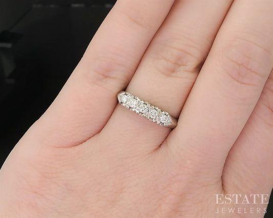 Vintage 14k White Gold Natural .20ctw Diamond Ladies Wedding Band 2.7g i19694b