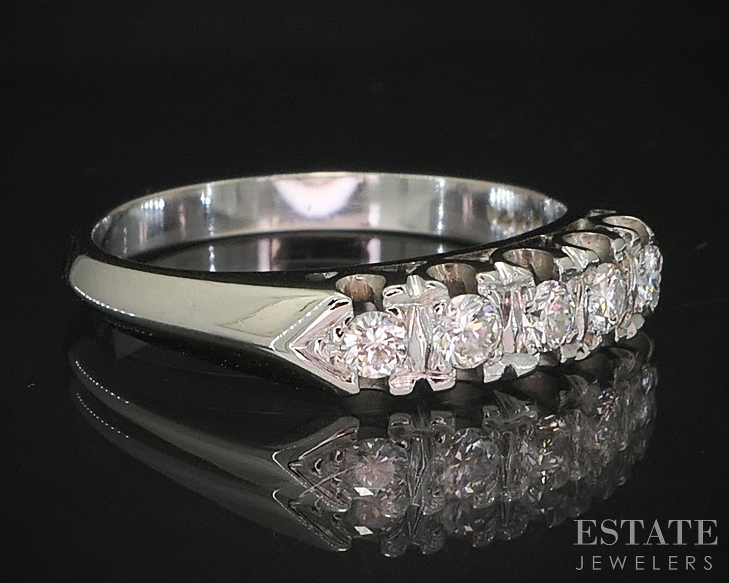 Vintage 14k White Gold Natural .20ctw Diamond Ladies Wedding Band 2.7g i19694b