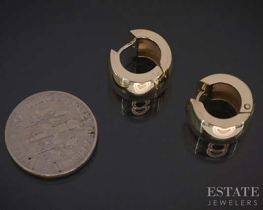 14k Yellow Gold 8mm Puffy Huggie Hoop Earrings 7g i19699b