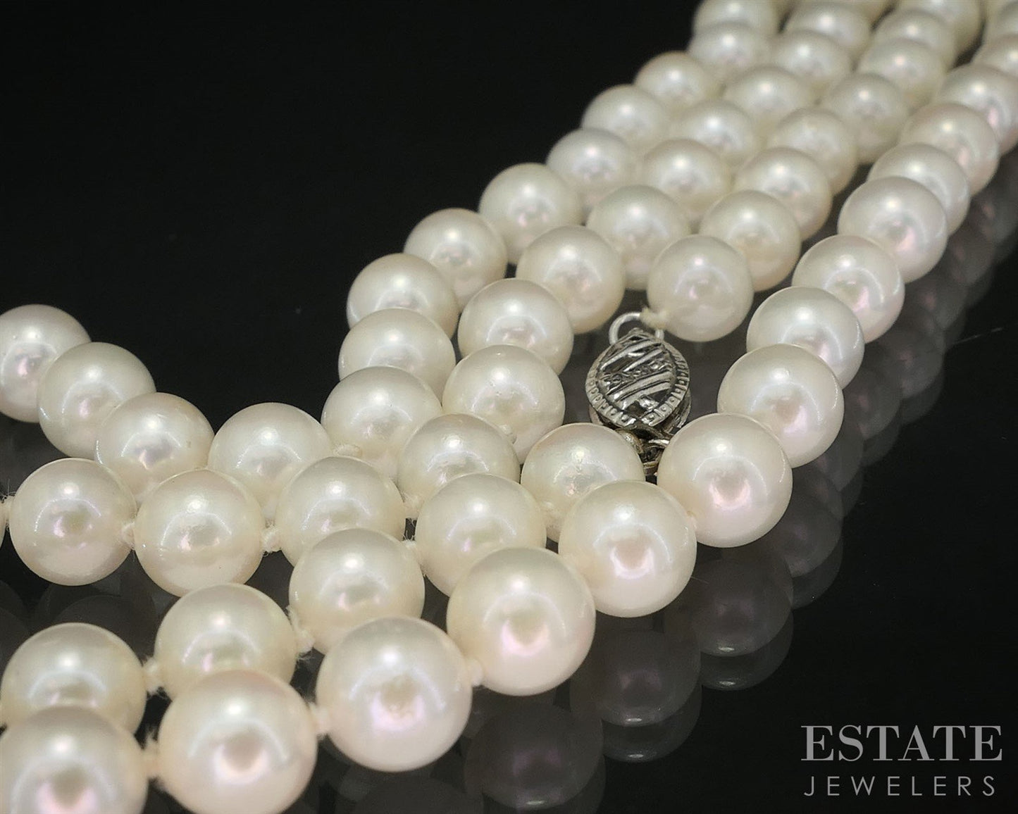14k White Gold 6.4mm Cultured Pearl Ladies Necklace 23"L i19701b