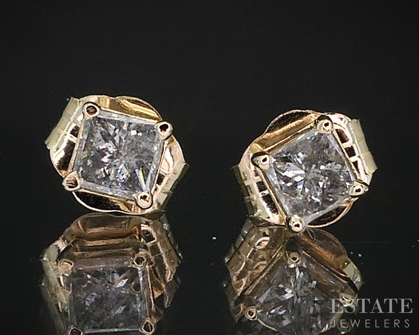 14k Yellow Gold Princess Natural .25ctw Diamond Stud Earrings i19702b