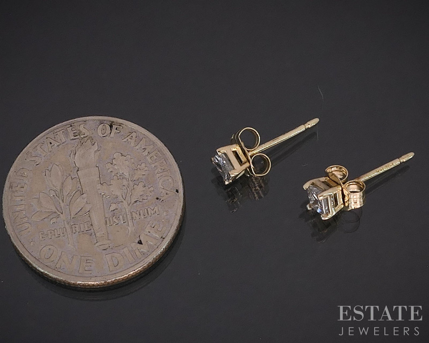 14k Yellow Gold Princess Natural .25ctw Diamond Stud Earrings i19702b