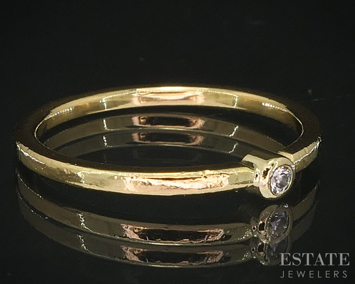 22k Yellow Gold Natural .02ct Diamond Ladies Band Ring 2.3g i19703b