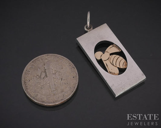 Sterling Elis Kauppi Kupittan Kulta Finland Bee Frame Charm Pendant 4g i19733