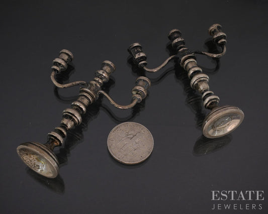 Sterling Silver Dollhouse Minature Pair of Candlesticks 41.9g i19720