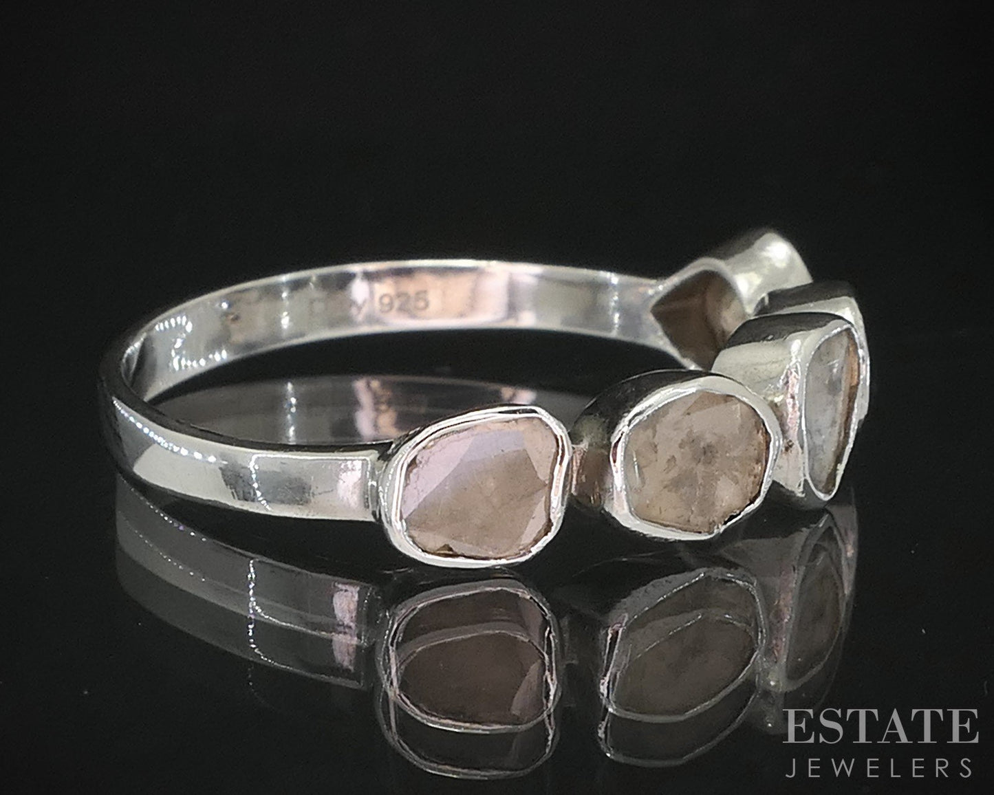 Sterling Silver Rose Cut 1ctw Natural Diamond Ladies Band Ring 1.8g i19736