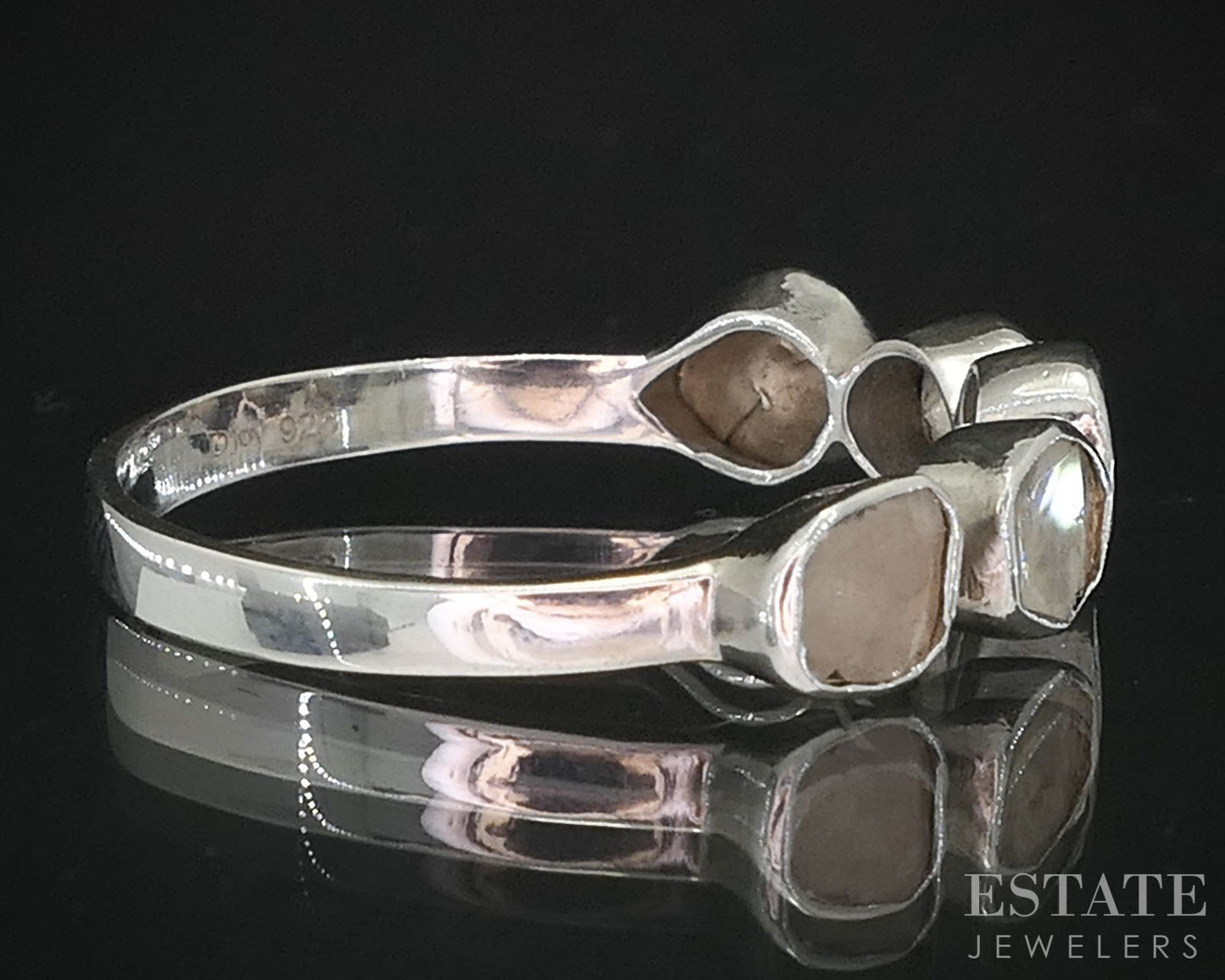 Sterling Silver Rose Cut 1ctw Natural Diamond Ladies Band Ring 1.8g i19736