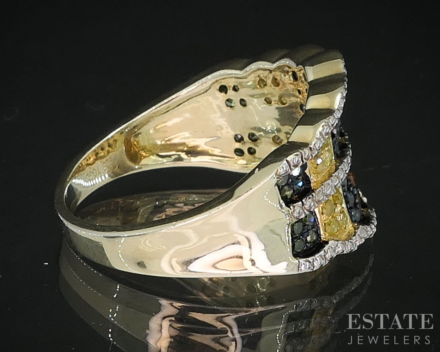 Sterling Silver Natural Multi Colored Diamond Ladies Band Ring 4.5g i19758