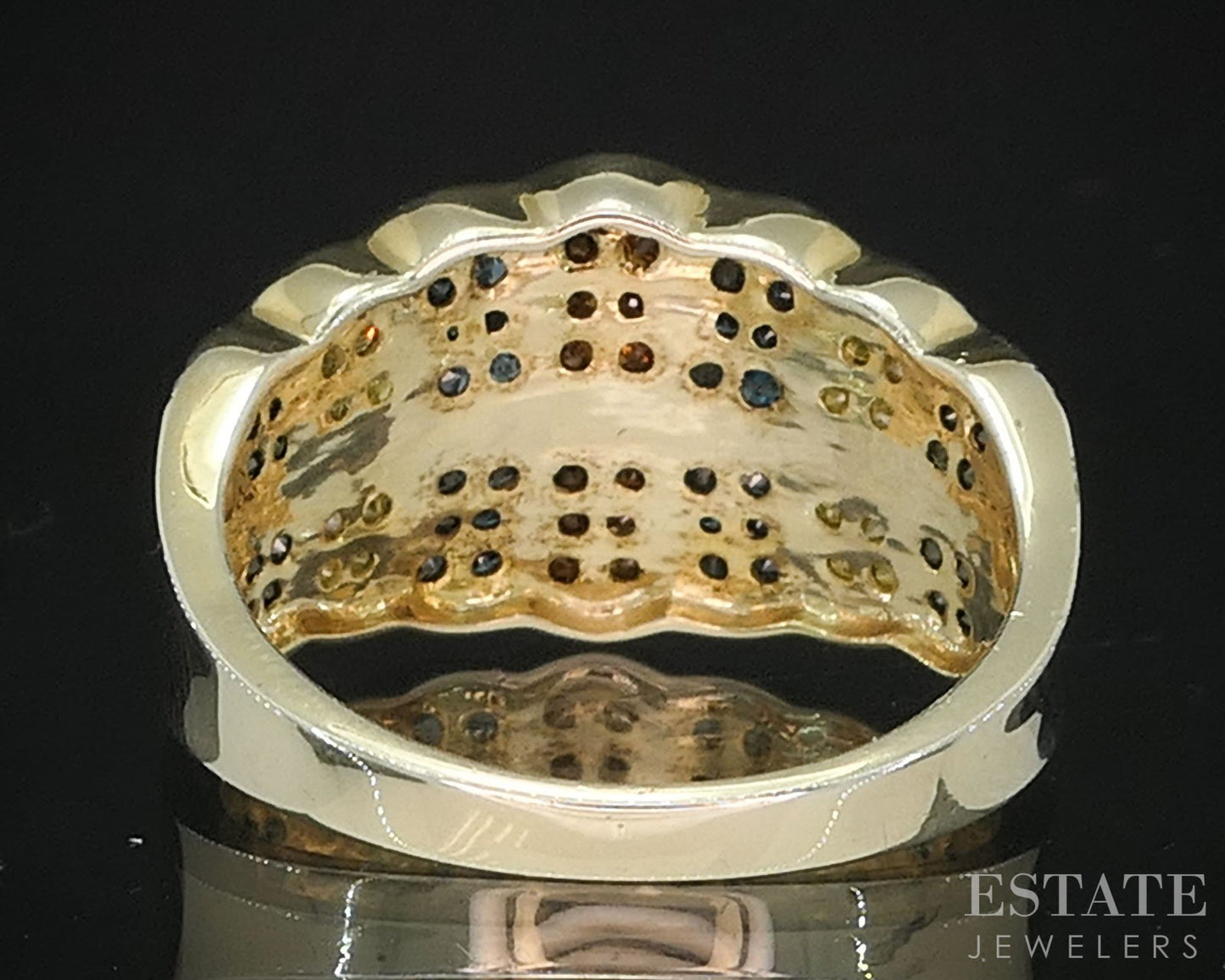Sterling Silver Natural Multi Colored Diamond Ladies Band Ring 4.5g i19758