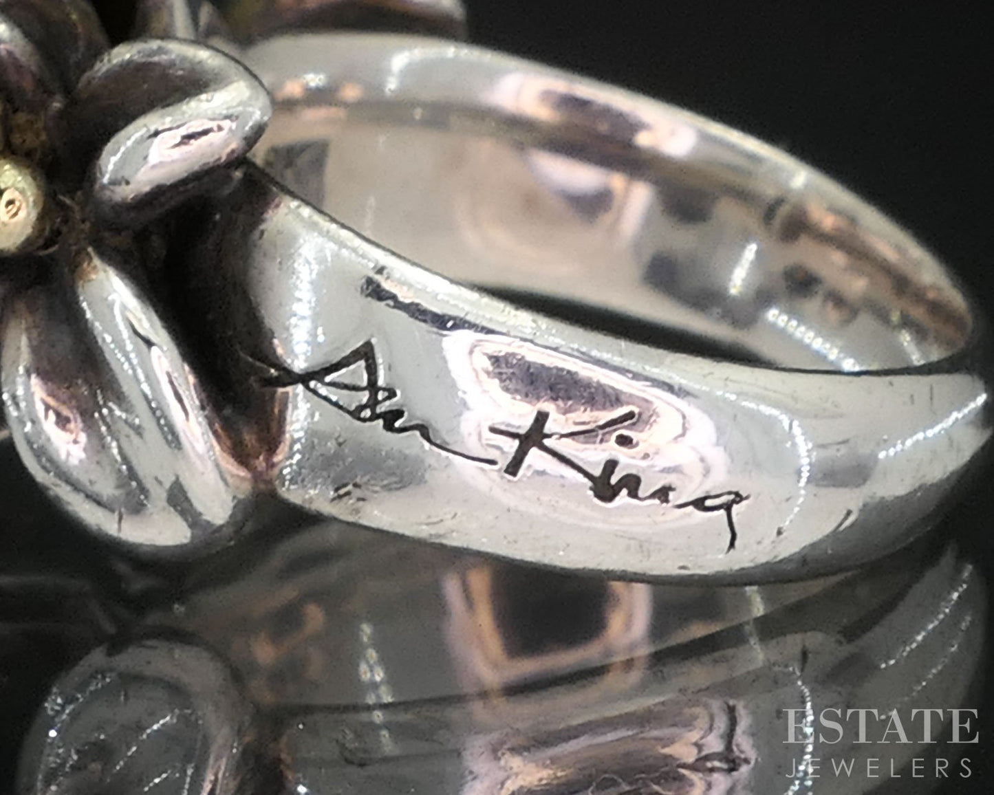 18k & Sterling Ann King Natural Smoky Quartz Ladies Ring 12.2g i19756