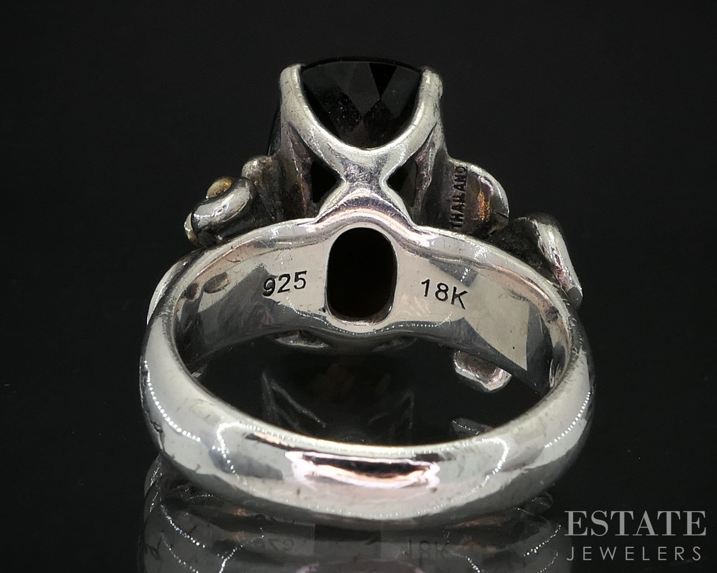 18k & Sterling Ann King Natural Smoky Quartz Ladies Ring 12.2g i19756