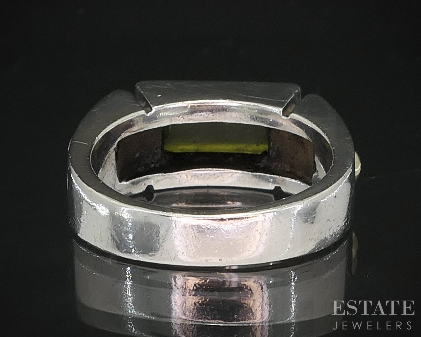 18k & Sterling John Atencio Cabochon Natural Peridot Band Ring 7.6g i19752